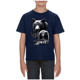 Kids T-Shirt with Animal Print /Black Bear Design / NAVY