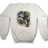 Kids Crewneck Sweatshirt with Various designs / Greige Wolf Pups