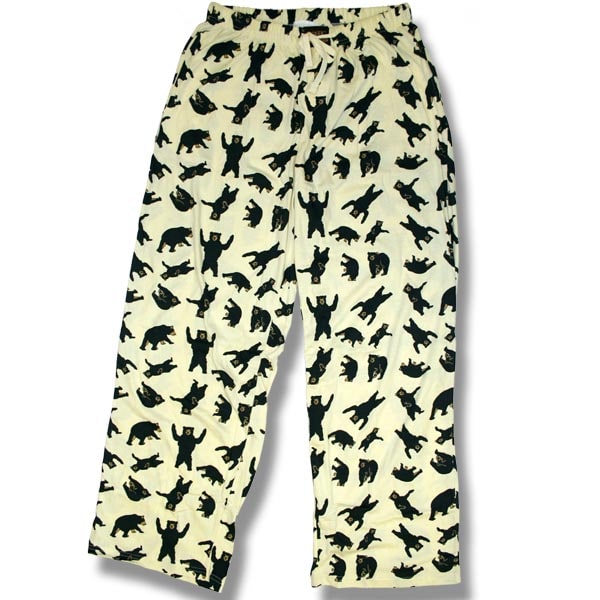 Men and Women Pyjamas Pants. Nat./Black Bears