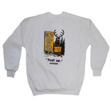 Men and Women's Fleece Crewneck Sweatshirt with various designs. White / Do Not Feed The Bear