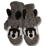 Products Wool Animal Mittens for Men and Women. Racoon