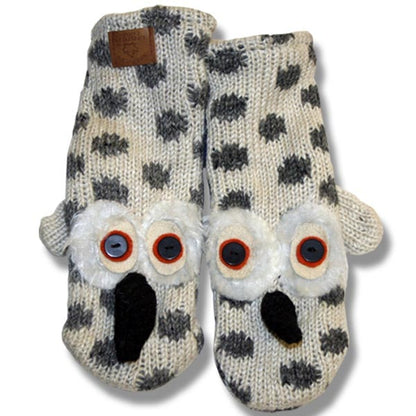 Wool Animal Mittens for Kids / Snow Owl