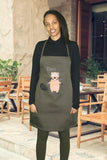 Apron with Dam it! print design. Khaki