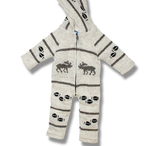 100% Wool Romper hooded with fleece lining for Infants. handmade in Nepal