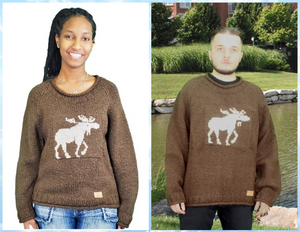 100% Wool Roll Neck Un-Lined Sweater for men and women. Not lining. handmade in Nepal