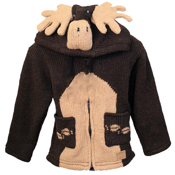 Veste 100% laine avec capuche zippée pour enfant, doublure polaire. Fabriqué à la main au Népal.