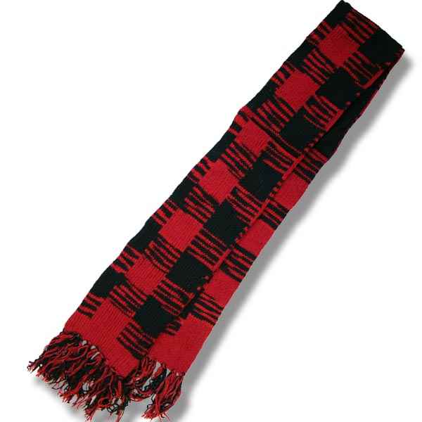 Wool Scarf for Men and Women. Black / Red Buffalo Check Pattern