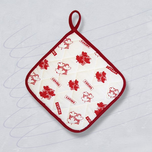 Square Potholder Heat Resistant. White and Red Canada