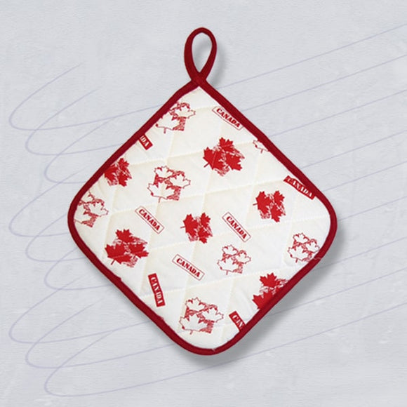 Square Potholder Heat Resistant. White and Red Canada