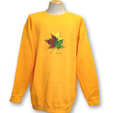 Men and Women's Fleece Crewneck Sweatshirt with various designs. Gold / Maple Leaf